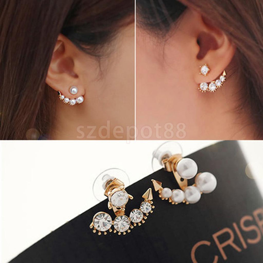 Pearl and rhinestone drop earrings