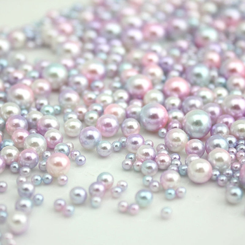 Mix Rainbow Color Round Imitation loose Pearls