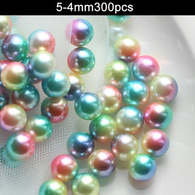 Mix Rainbow Color Round Imitation loose Pearls