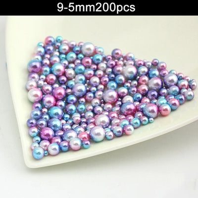 Mix Rainbow Color Round Imitation loose Pearls